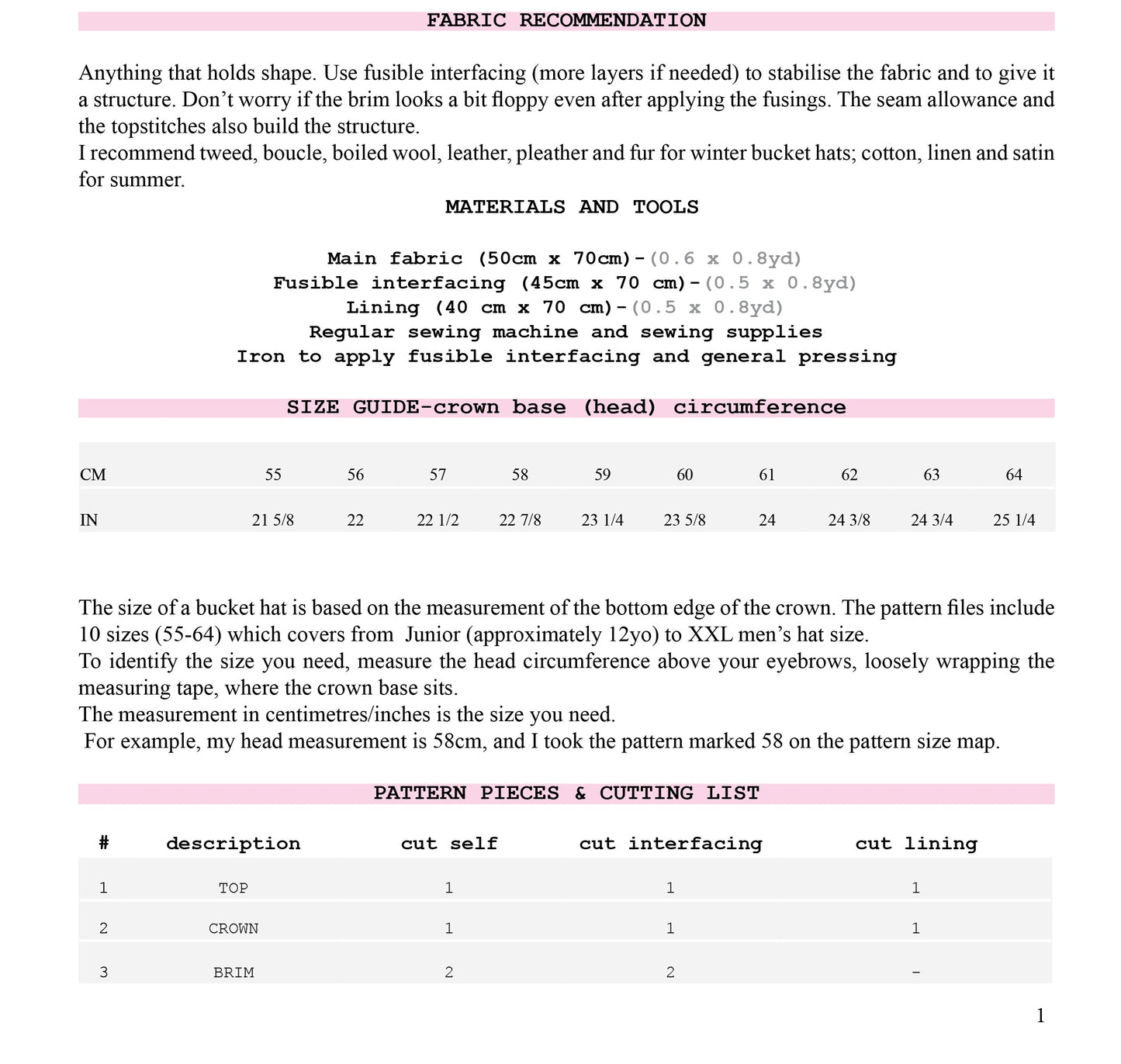 Brooks Bucket Hat PDF Sewing Pattern