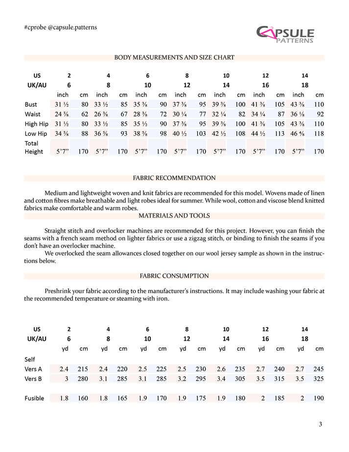 Lounge Robe PDF Sewing Pattern – Capsule Patterns