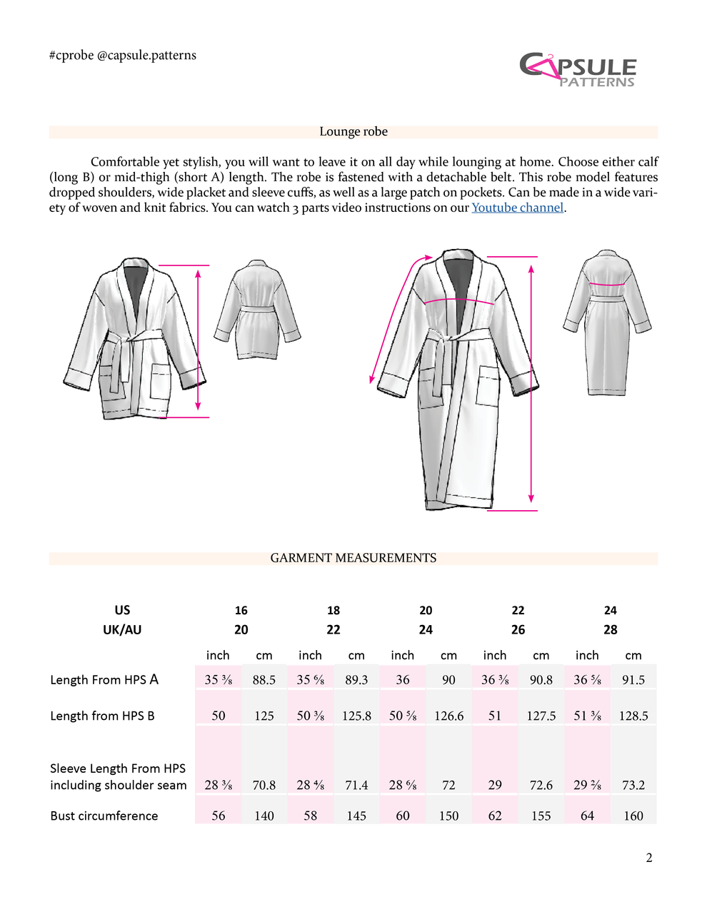 Lounge Robe PDF Sewing Pattern – Capsule Patterns